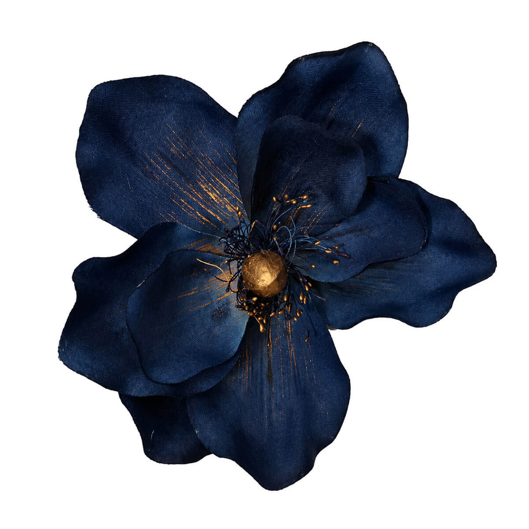Large hair flower with Flower brooch and gold accents, 21 cm