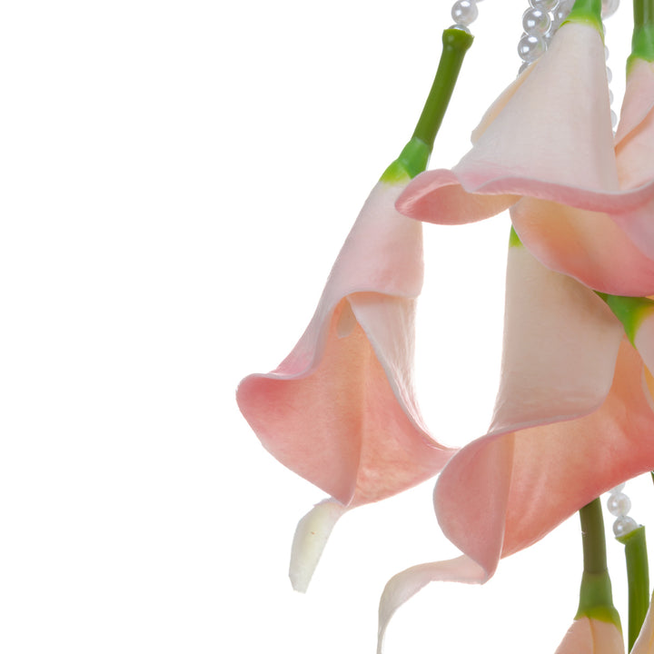 Brudbukett med pärlband – persikafärgad konstgjord blomma