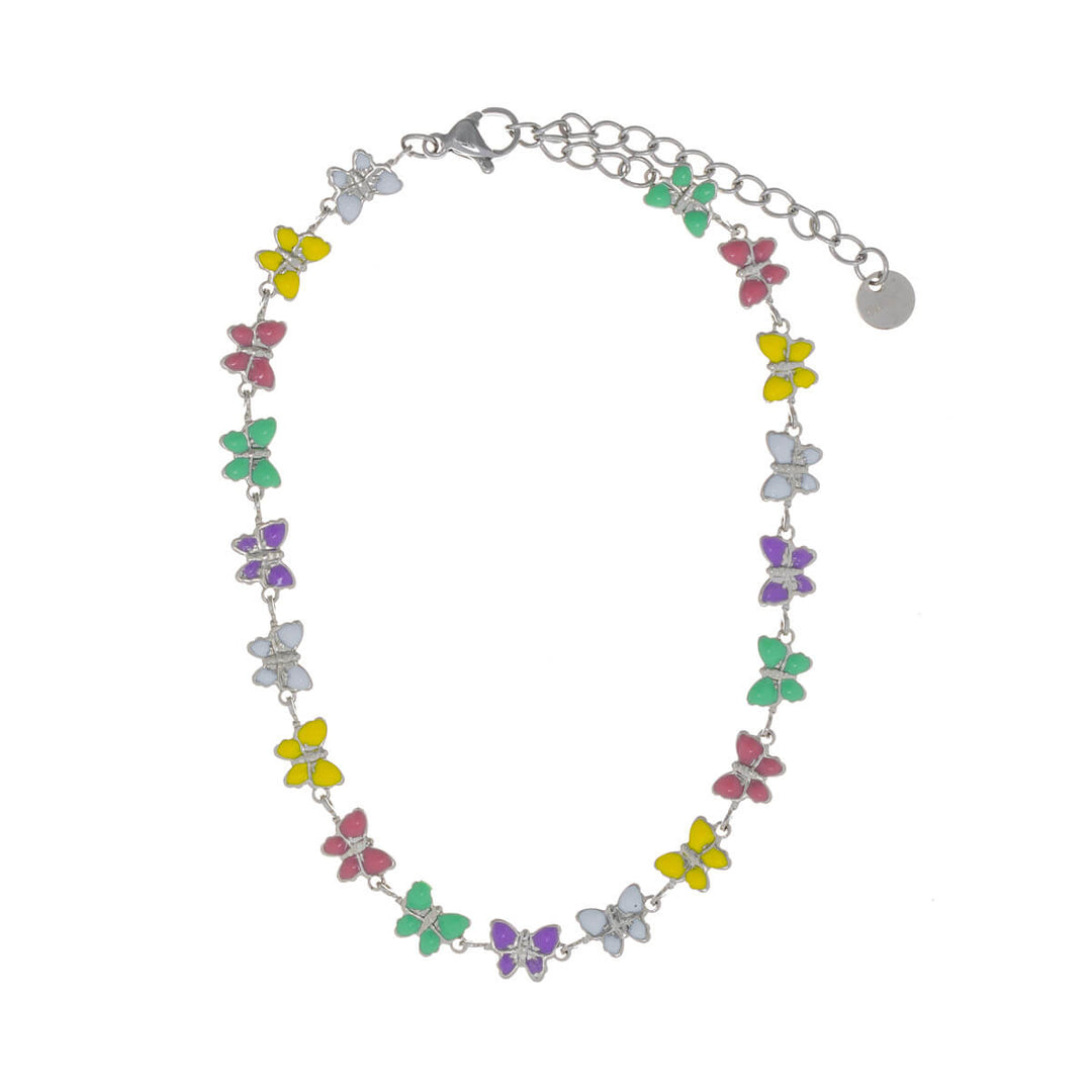 Butterfly ankle chain necklace with butterflies