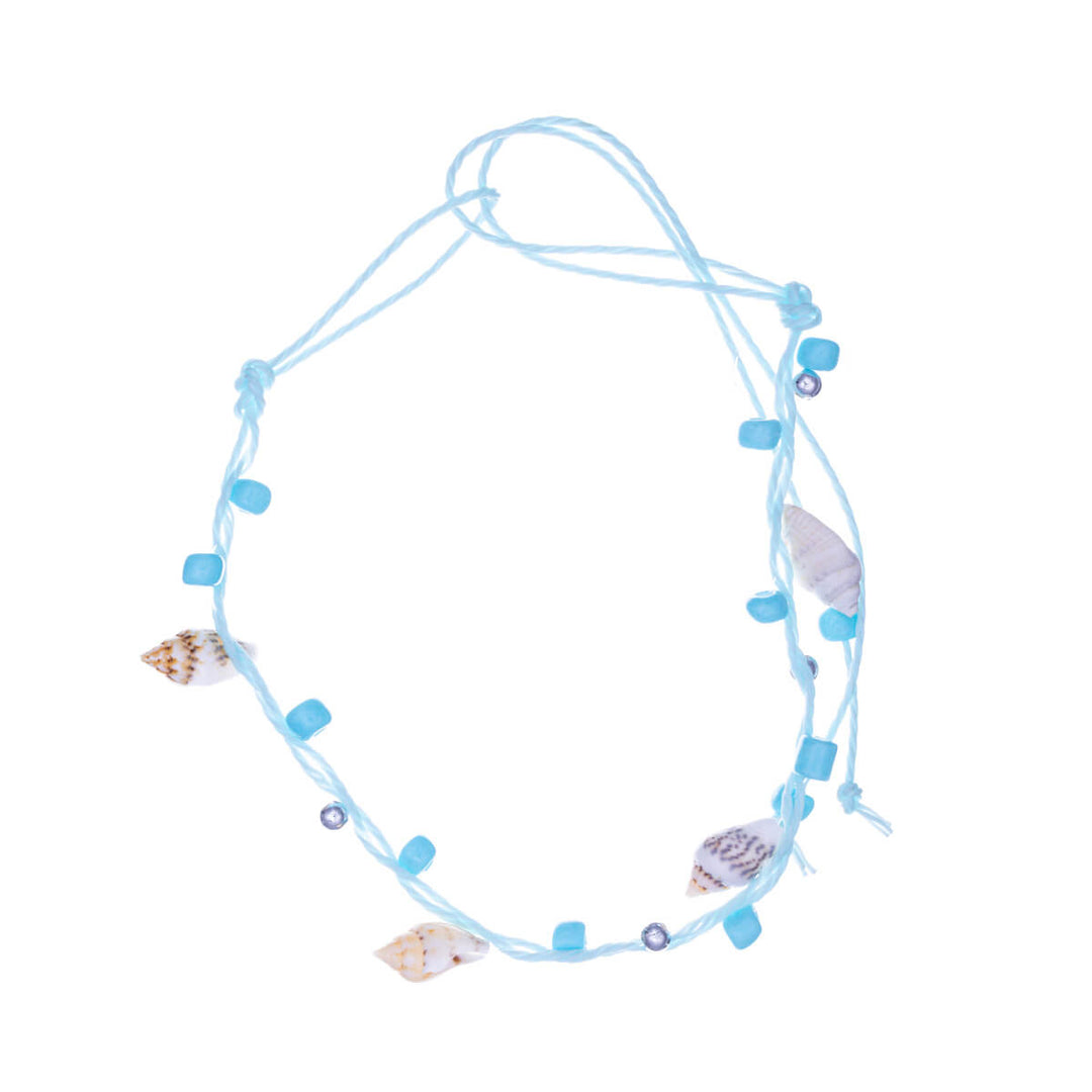 Knotted plastic clam ankle chain / clam bracelet