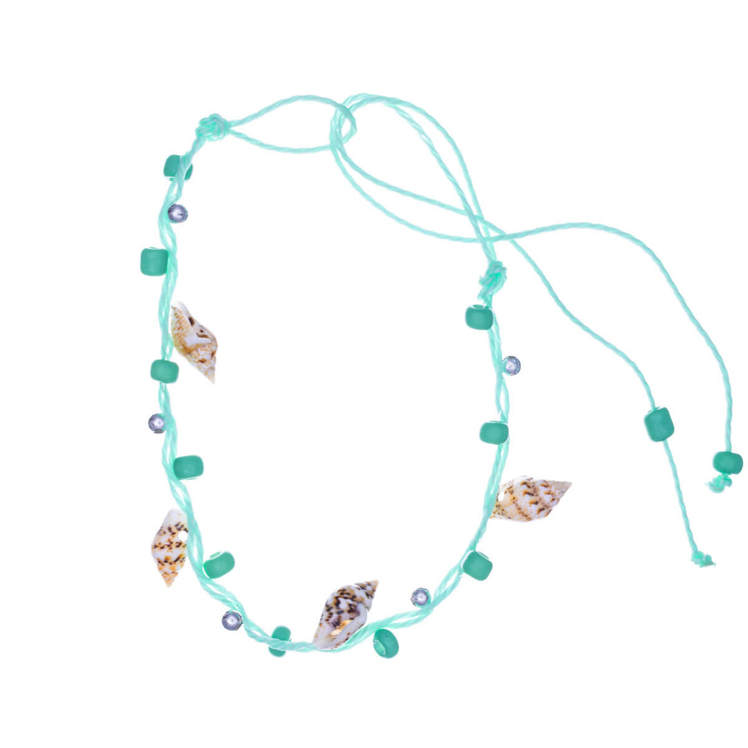 Knotted plastic clam ankle chain / clam bracelet