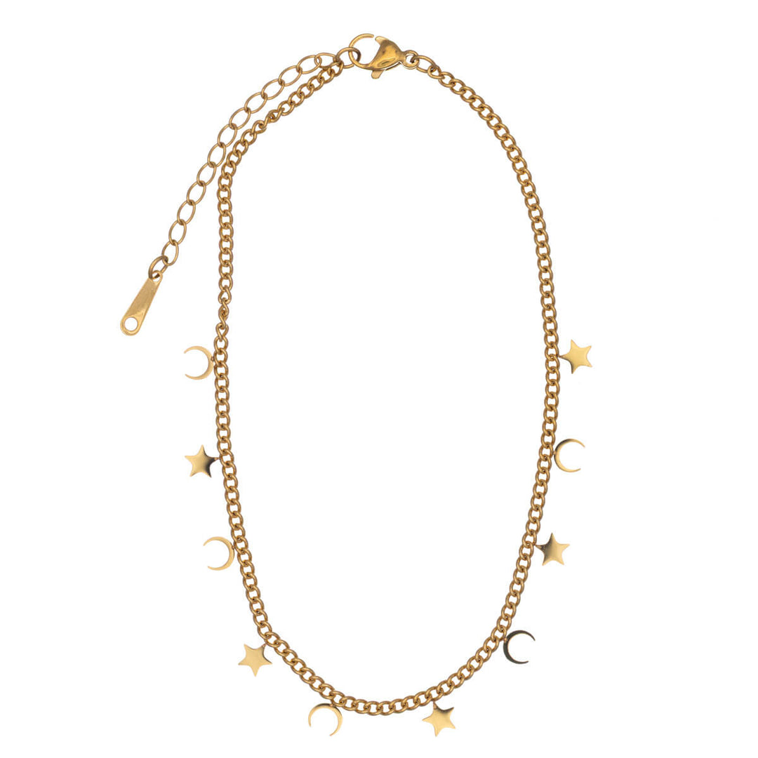 Månen och stjärnorna hänge fotledsarmband fotledskedja (Stål 316L)