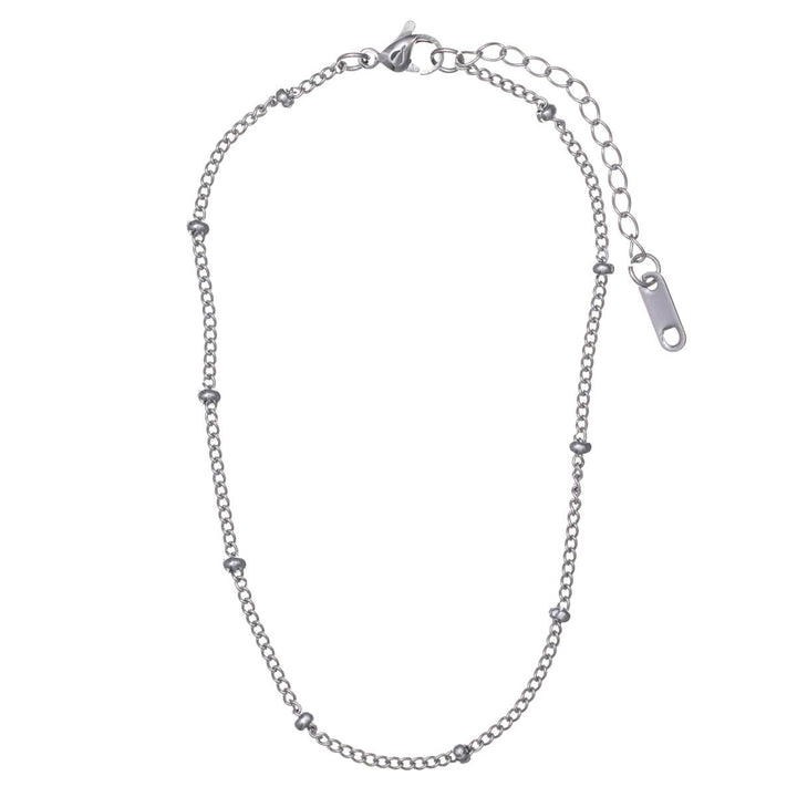 Steel chain ankle bracelet with balls 2mm (Steel 316L)