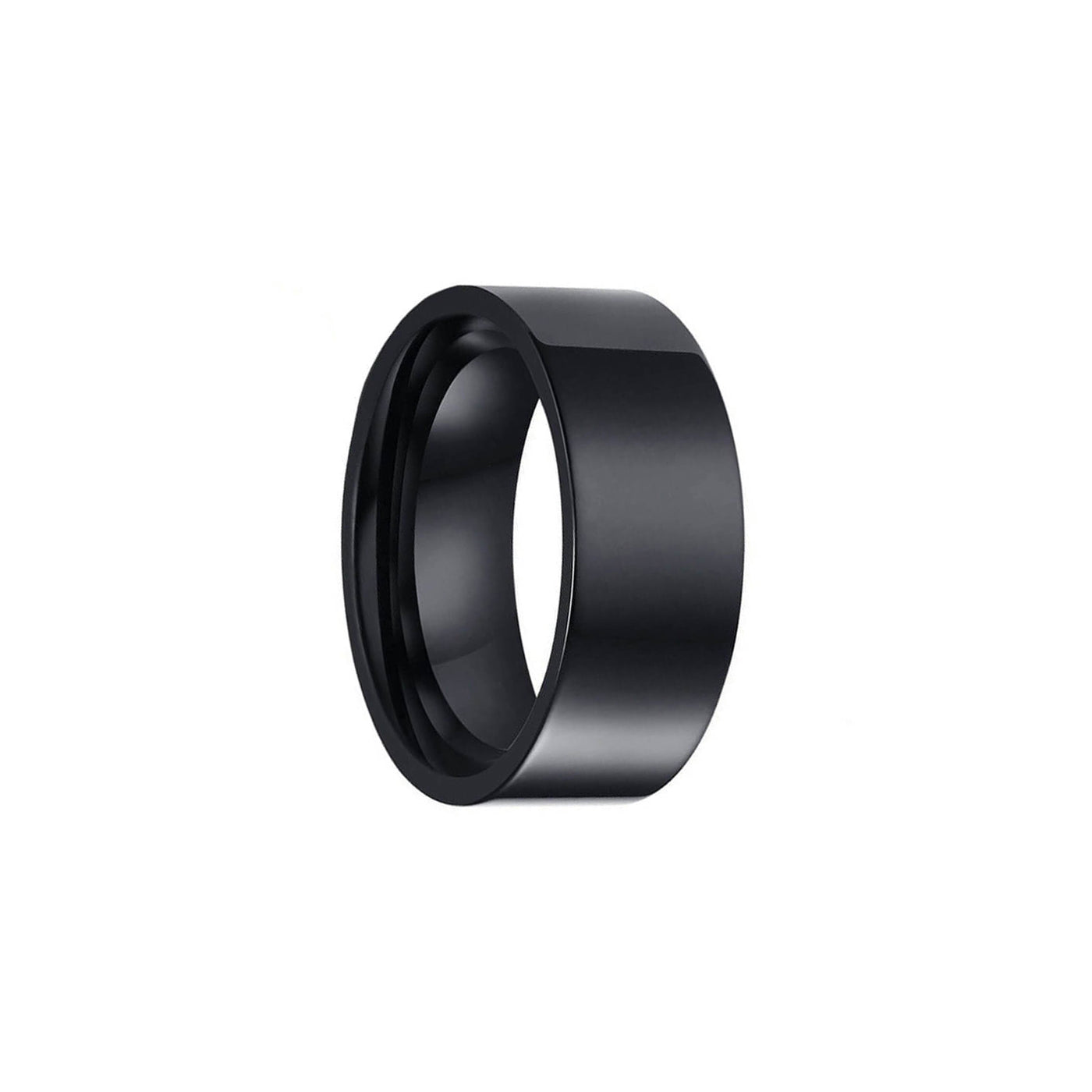 Flat wide black ring steel 10mm