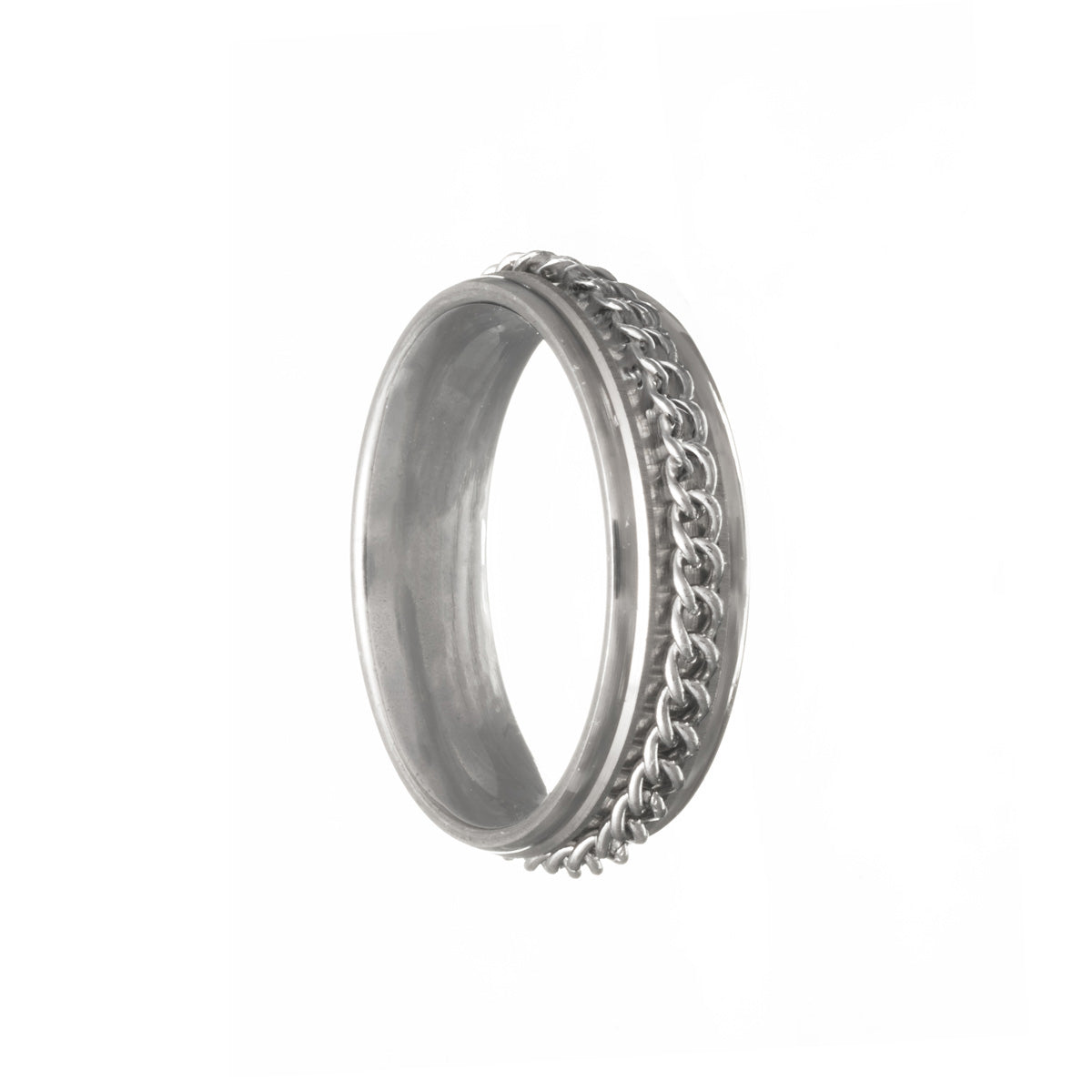 Rotating chain spinner ring 6mm silver (Steel 316L)