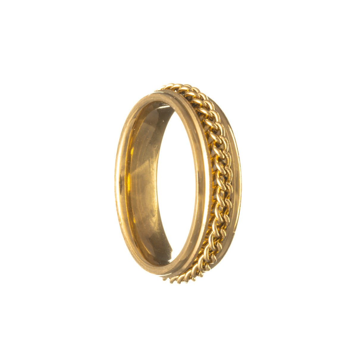 Rotating chain spinner ring 6mm gold (Steel 316L)