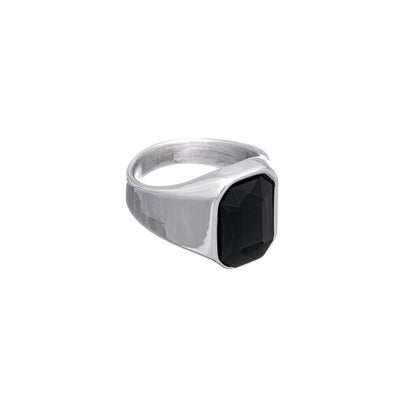 Black stoneware wedding ring (Steel 316L)