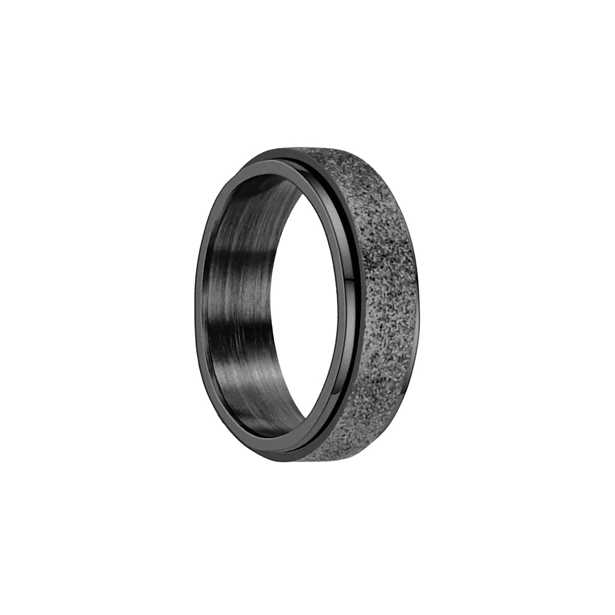 Sparkling black spinner ring anti-stress ring (steel 316L)