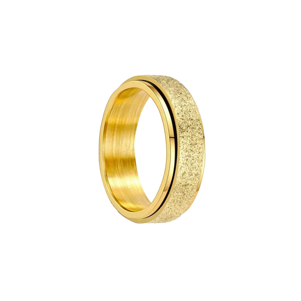 Sparkling gold plated spinner ring anti-stress ring (steel 316L)