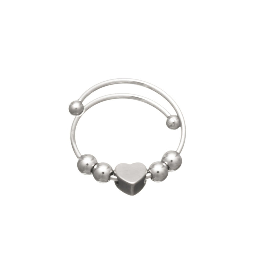 Rotating beads anti-stress ring heart (Steel 316L)