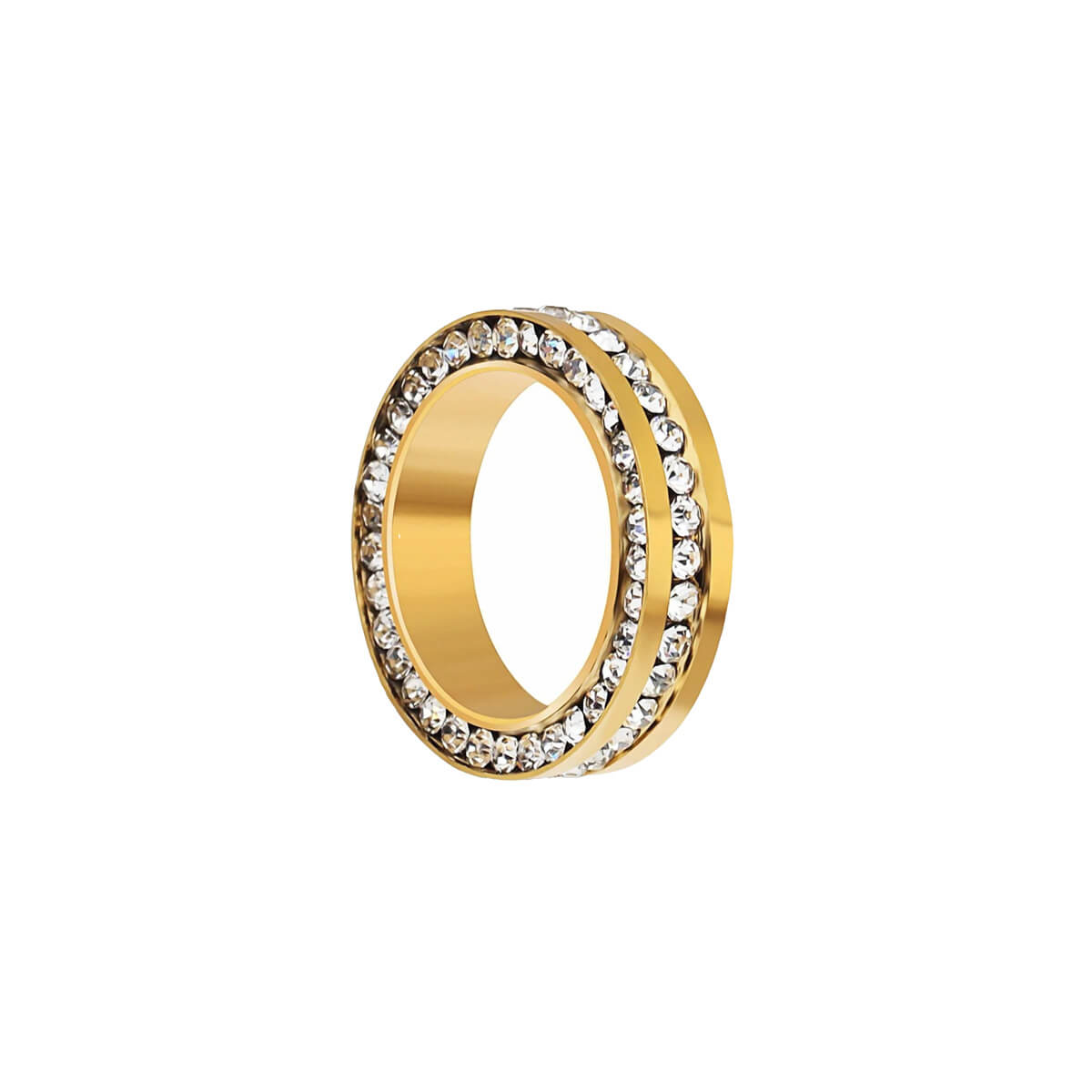 Angular three sides gold plated rhinestone ring (Steel 316L)