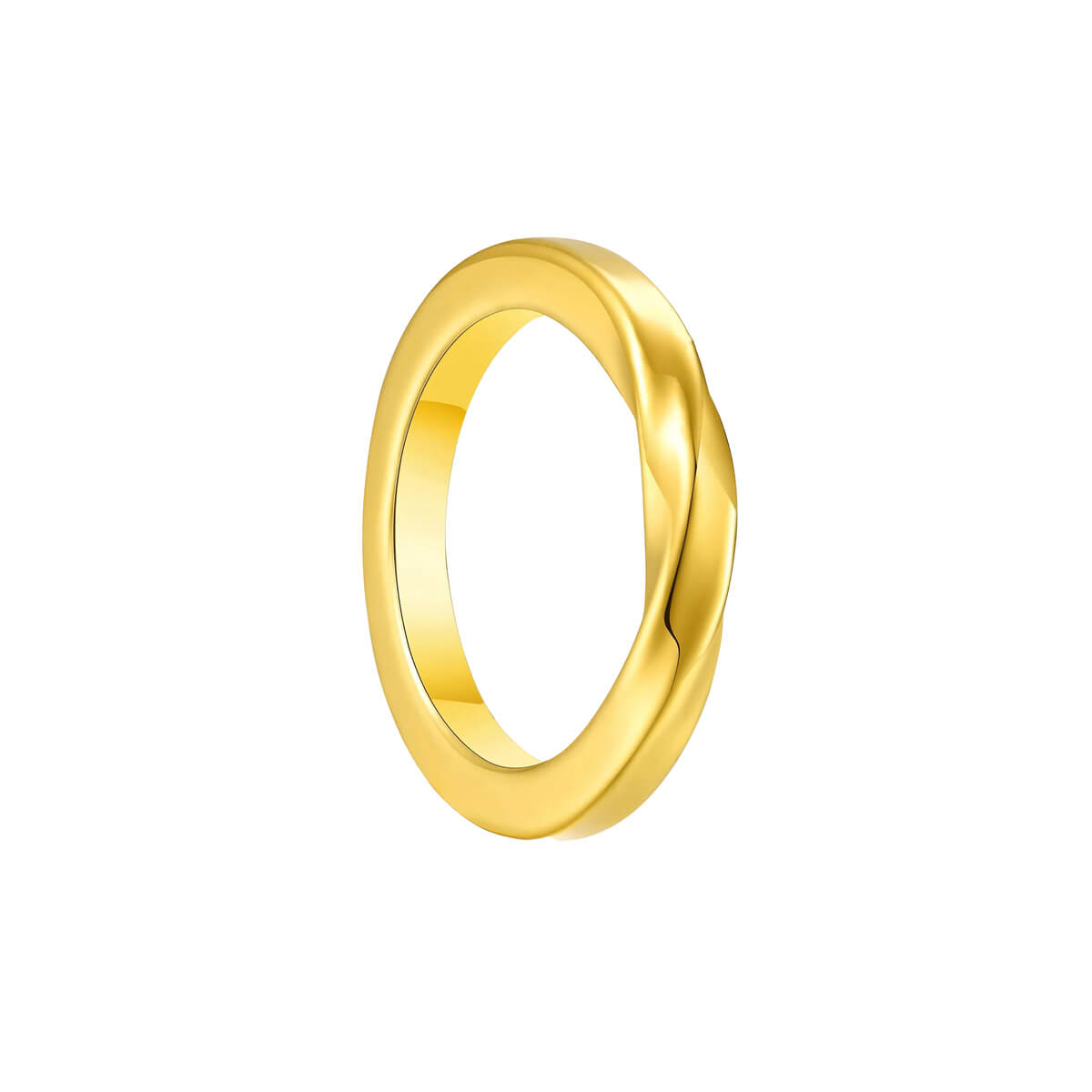 Strong twisted gold plated steel ring (Steel 316L)