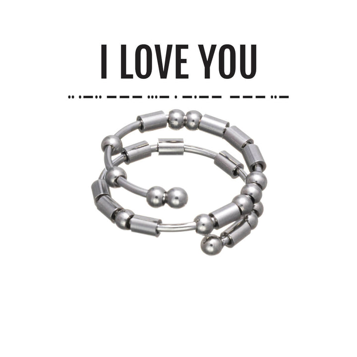 I LOVE YOU morse-koodi antistressi sormus (Teräs 316L)