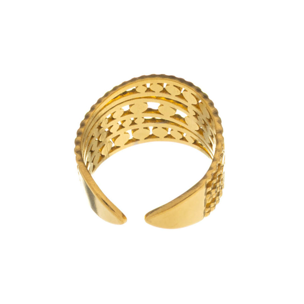 Monirivinen leveä säädettävä sormus (Teräs 316L)