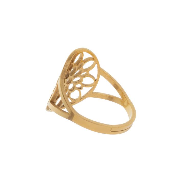 Ovaali kuvioitu säädettävä sormus (Teräs 316L)