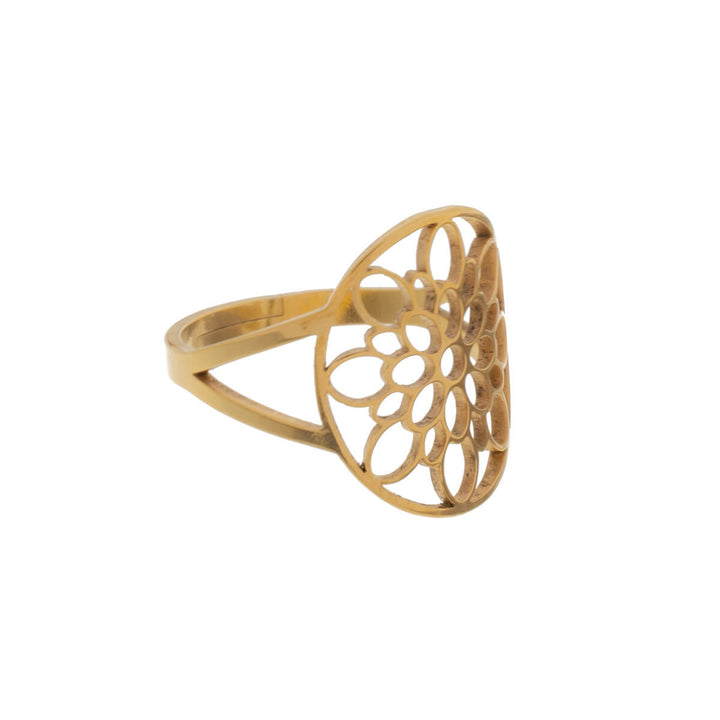 Ovaali kuvioitu säädettävä sormus (Teräs 316L)