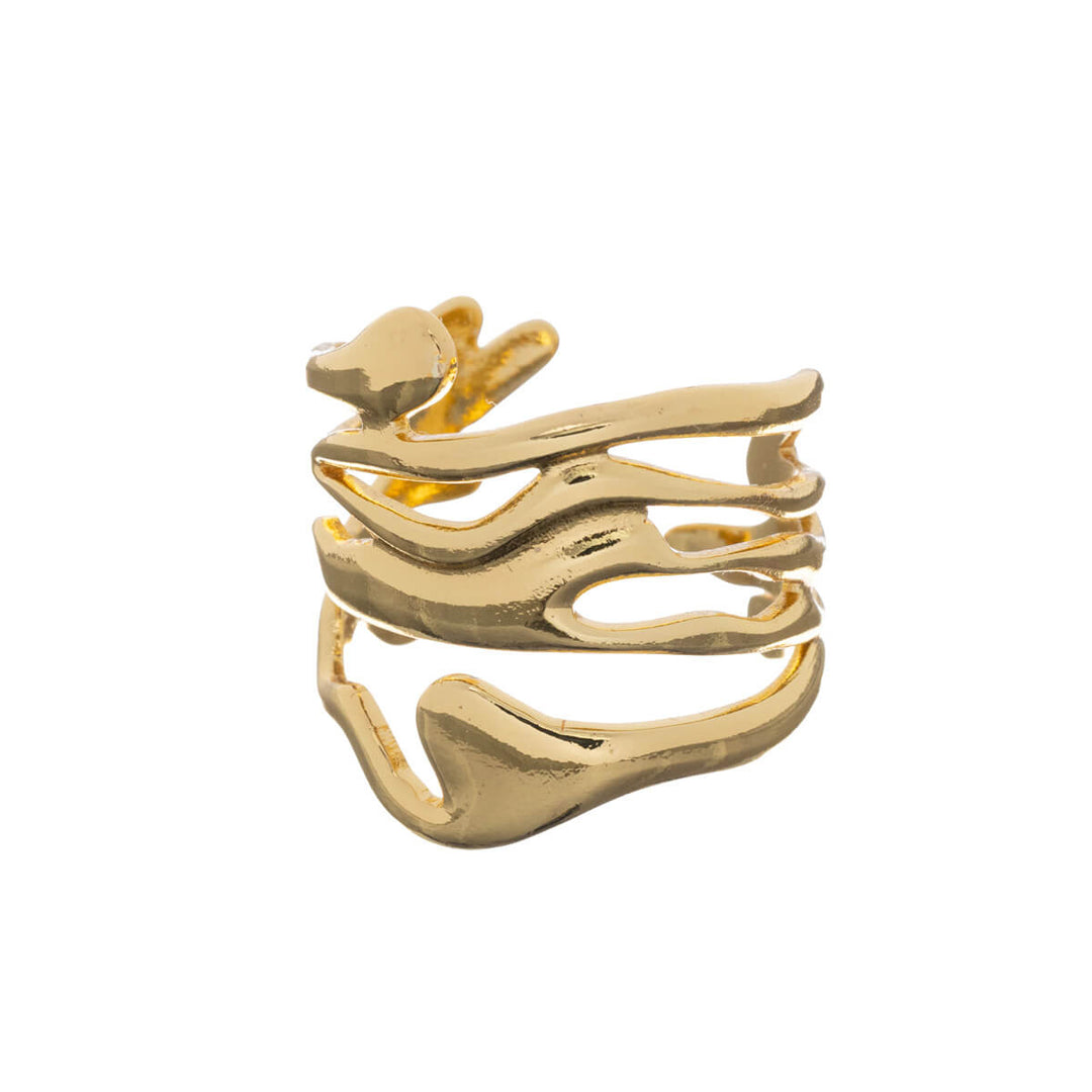 Gold adjustable ring (316L steel) 5-piece set