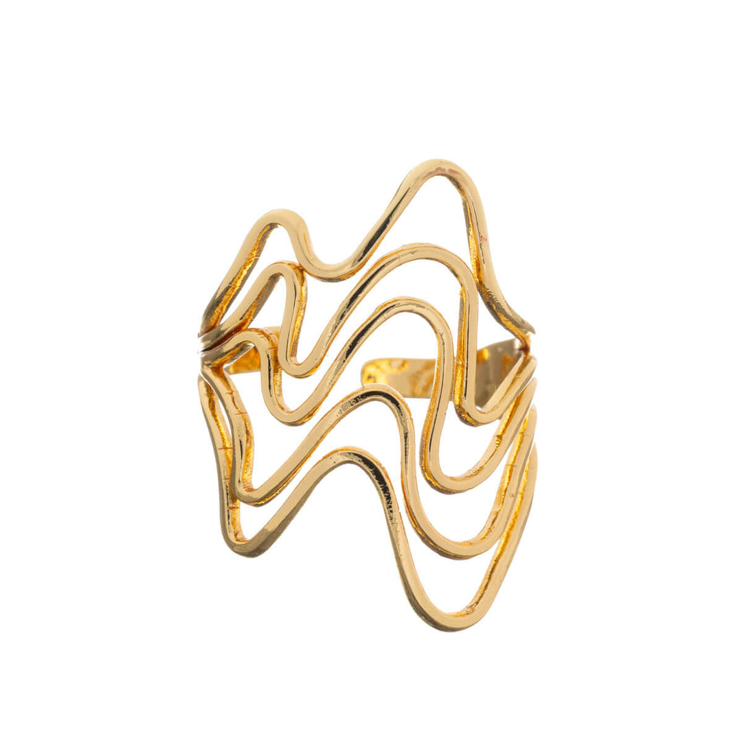 Flerradig bred vågig ring, justerbar (316L stål)