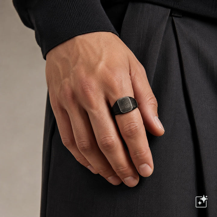 Mörk ring – borstad stålring (316L-stål)