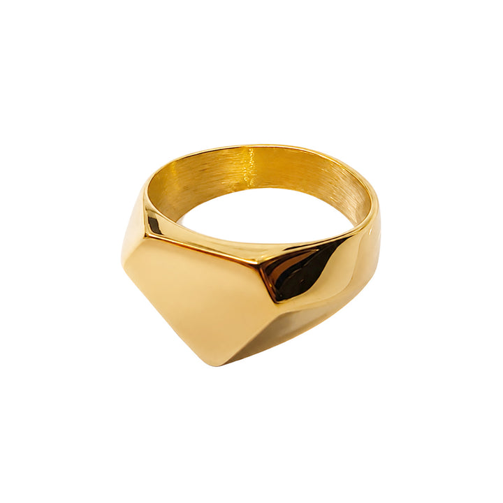 Gold band ring with square diamond cut (316L stainless steel)