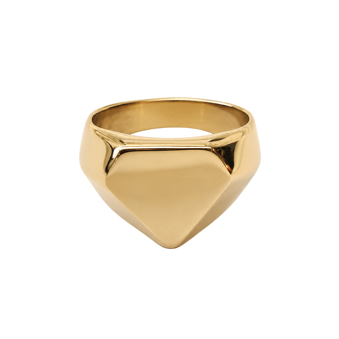 Gold band ring with square diamond cut (316L stainless steel)