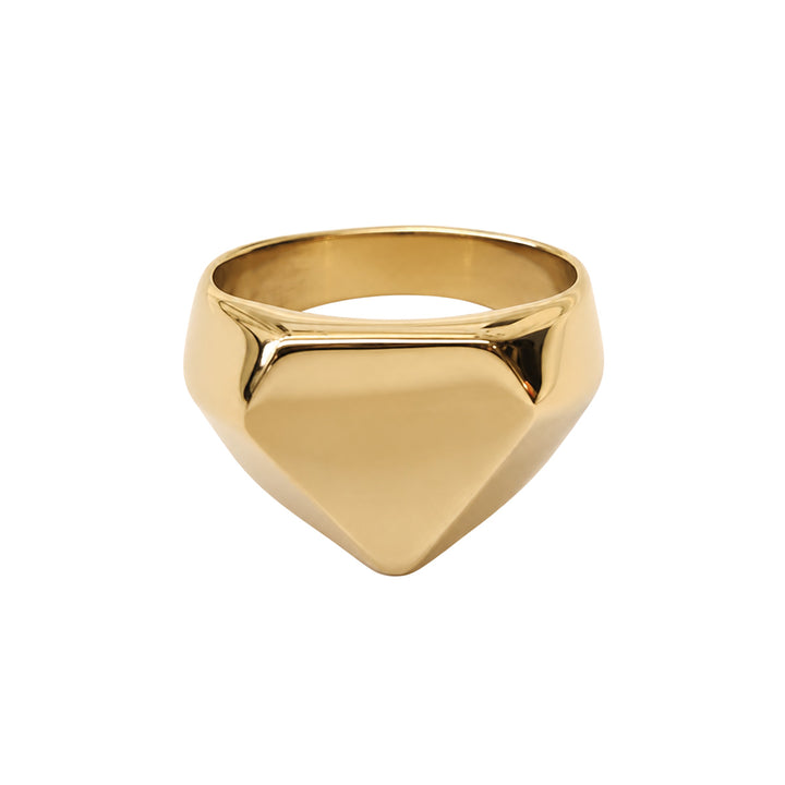 Gold band ring with square diamond cut (316L stainless steel)