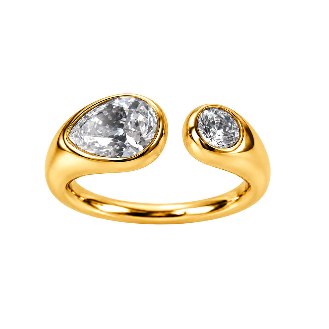 Adjustable steel ring – teardrop-shaped zirconia ring (316L)