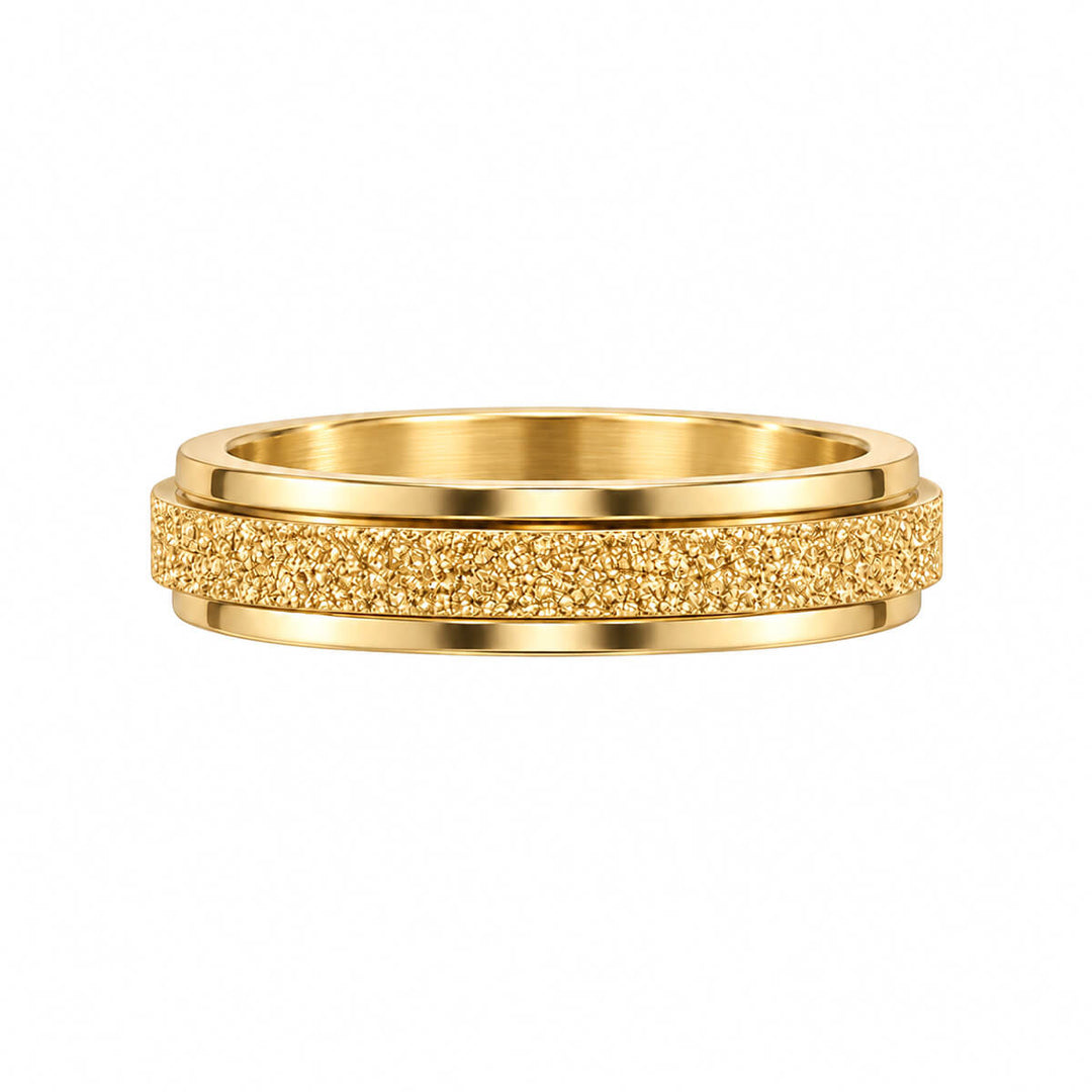 Kimaltava pyörivä antistressisormus 4 mm (18K PVD Teräs)