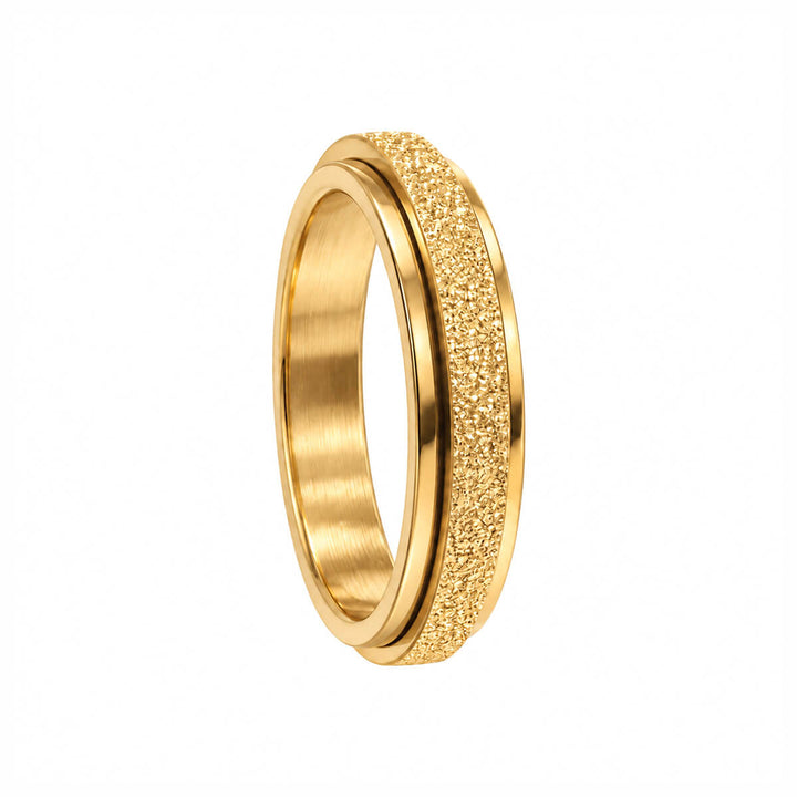 Kimaltava pyörivä antistressisormus 4 mm (18K PVD Teräs)