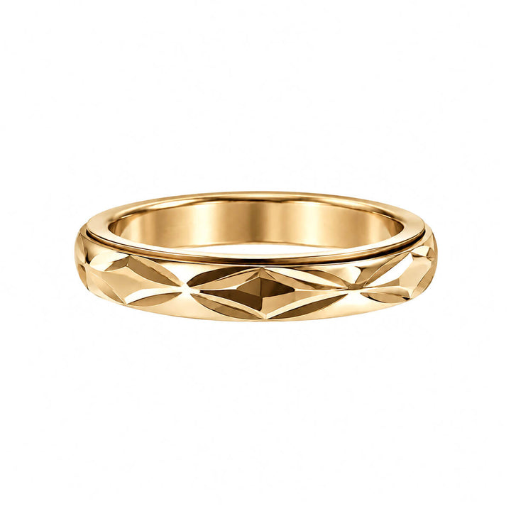 Gold Faceted Rotating Anti-Stress Ring, 4 mm (18K PVD-Coated 316L Stainless Steel)