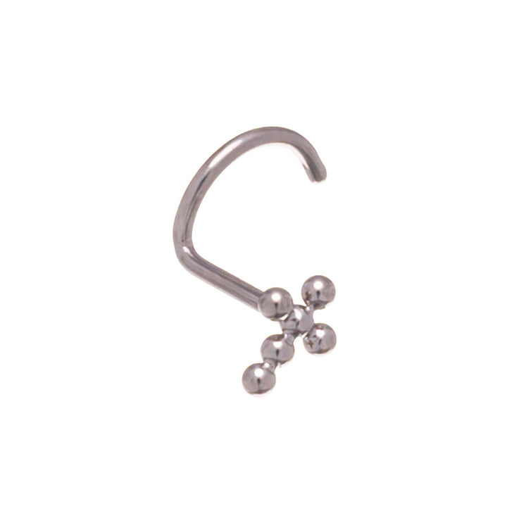 Titanium cross nose ring spiral 0.8mm (Titanium G23)