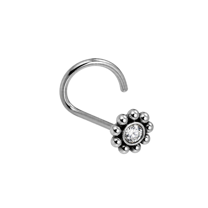 Näsring i zirkonia med titanpärla och spiralformad kant, 0,8 mm (Titan G23)