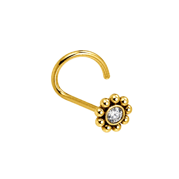 Näsring i zirkonia med titanpärla och spiralformad kant, 0,8 mm (Titan G23)
