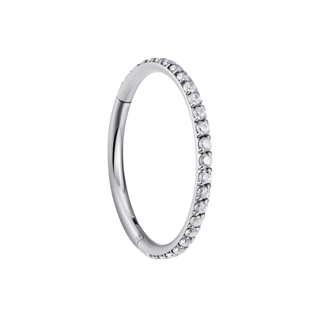 Saranallinen segmentti rengas CZ kivellinen clicker 1.0mm (Titaani G23)