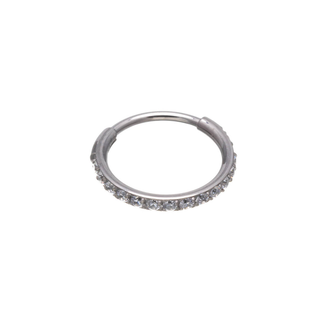 Saranic Piercing Rings CZ flint clicker 1.2mm (Titanium G23)