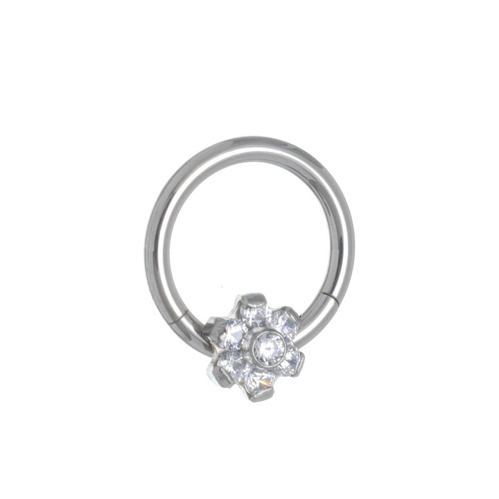 Zirconia flower segment ring clicker 1.2mm (Titanium G23)