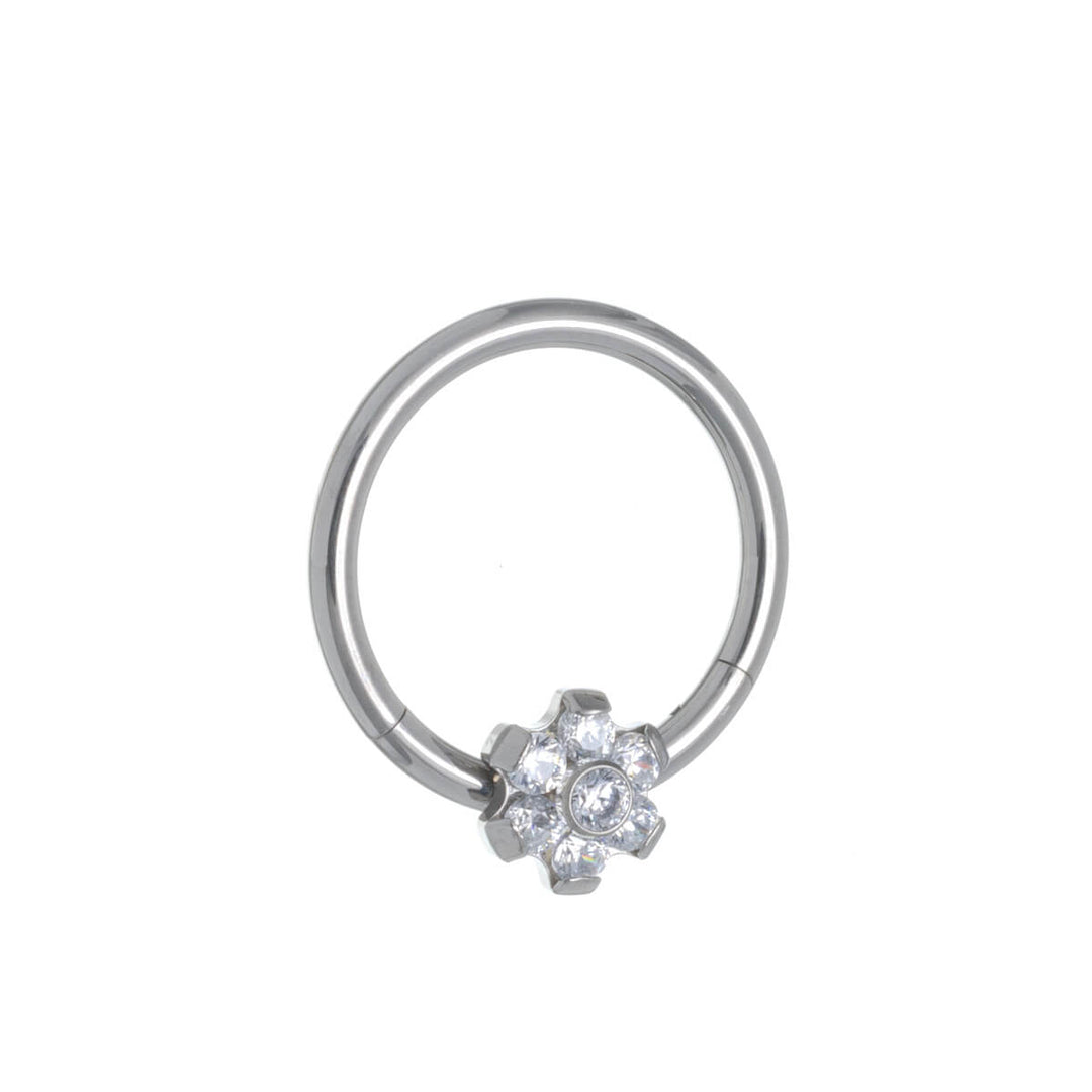 Zirconia flower segment ring clicker 1.2mm (Titanium G23)