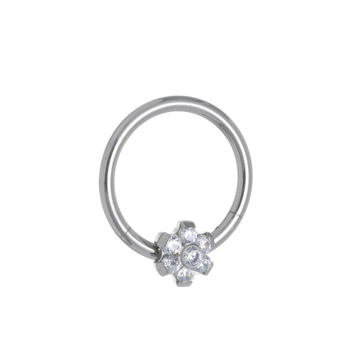 Zirkonia blomma segment ring klicker 1,2mm (Titan G23)