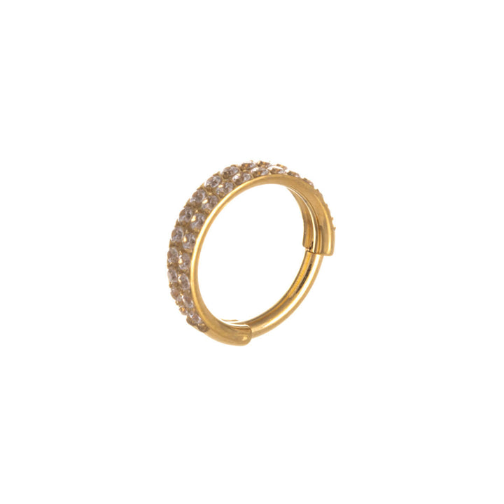 Double row zirconia clicker gold plated segment ring 1.2mm (PVD Titanium G23)