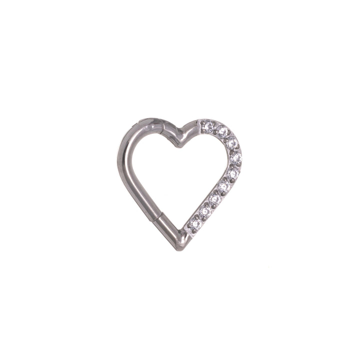 Zirconia heart clicker hinged ring 1.2mm (Titanium G23)