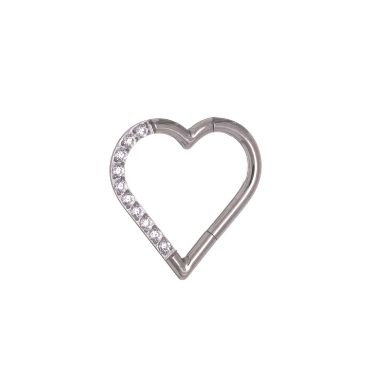 Zirconia heart clicker hinged ring 1.2mm (Titanium G23)