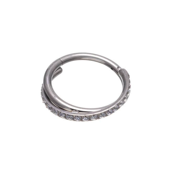 Twisted zirkonia clicker piercingring 1,2mm (Titan G23)