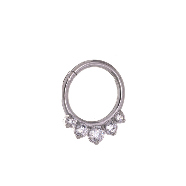 Five zirconia stone clicker Piercing Rings 1.2mm (Steel 316L)