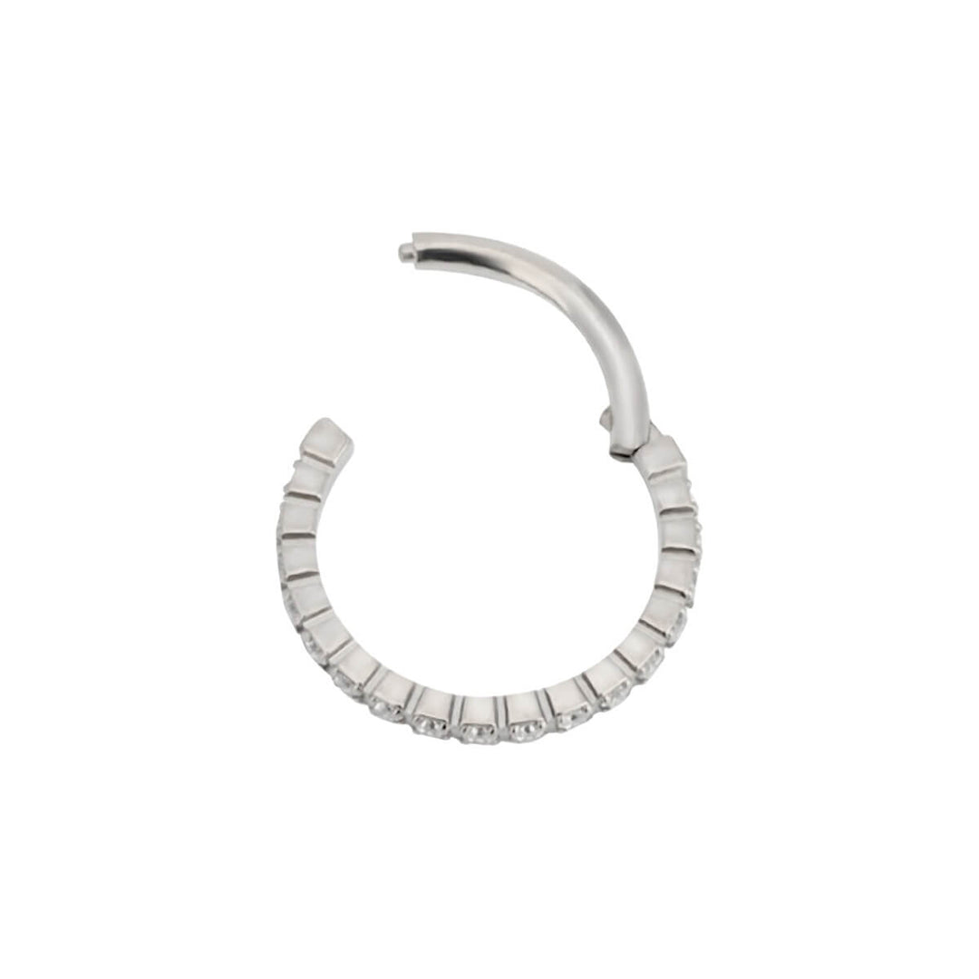 Orienterad zirkonia pave clicker piercingring 1,2mm (Titan G23)