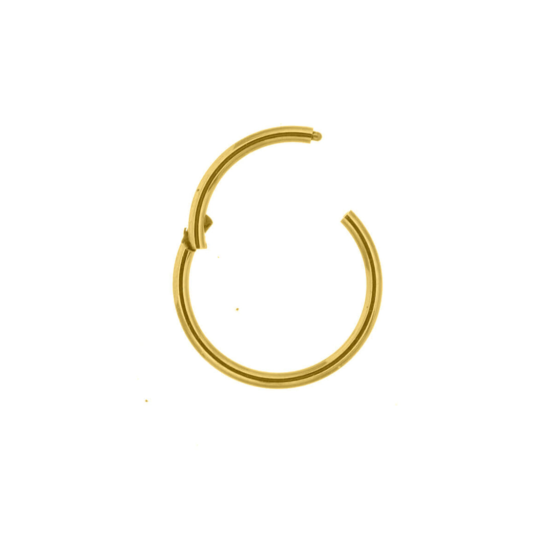 Gångjärnsring gyllene titan clicker piercingring 1.0mm (PVD-titan G23)
