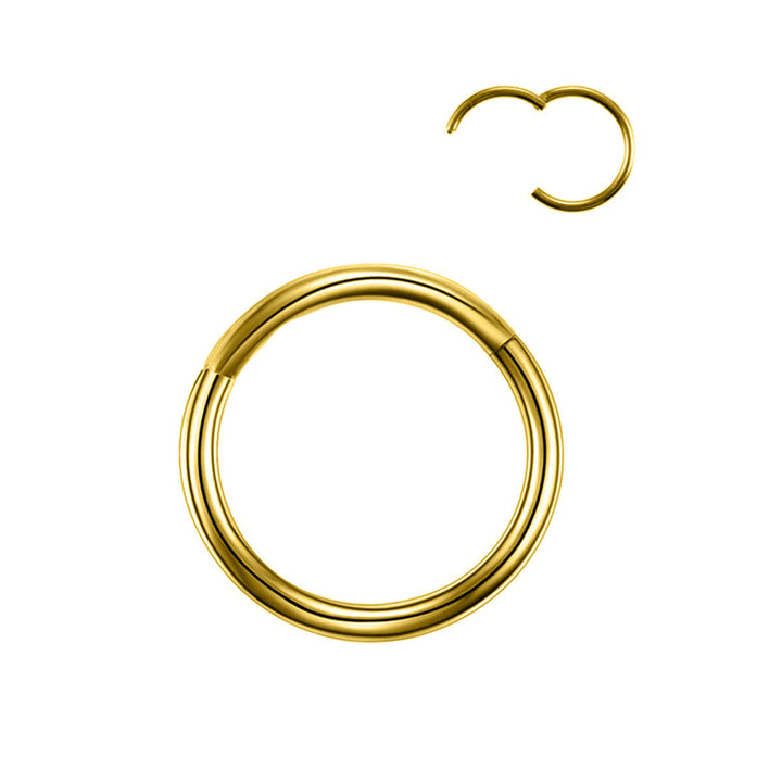 Gångjärnsring gyllene titan clicker piercingring 1.0mm (PVD-titan G23)