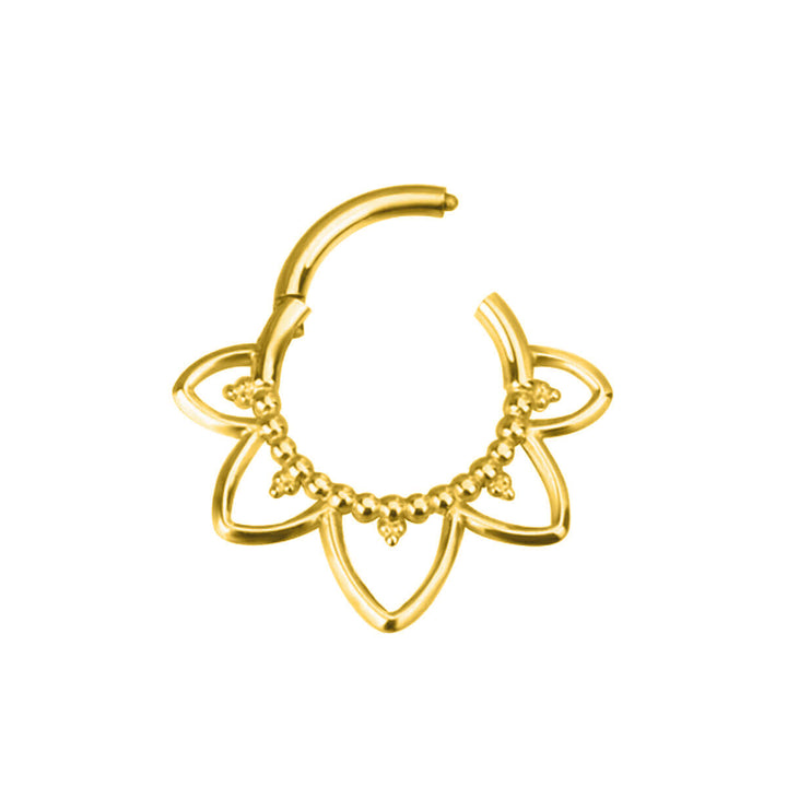 Kultainen muotoiltu titaaninen segmentti rengas clicker 1.2mm (PVD Titaani G23)