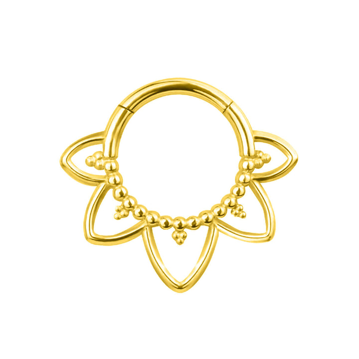 Kultainen muotoiltu titaaninen segmentti rengas clicker 1.2mm (PVD Titaani G23)