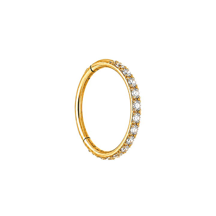 Ohut kultainen titaani clicker lävistysrengas zironia kivillä 0.8mm (PVD Titaani G23)