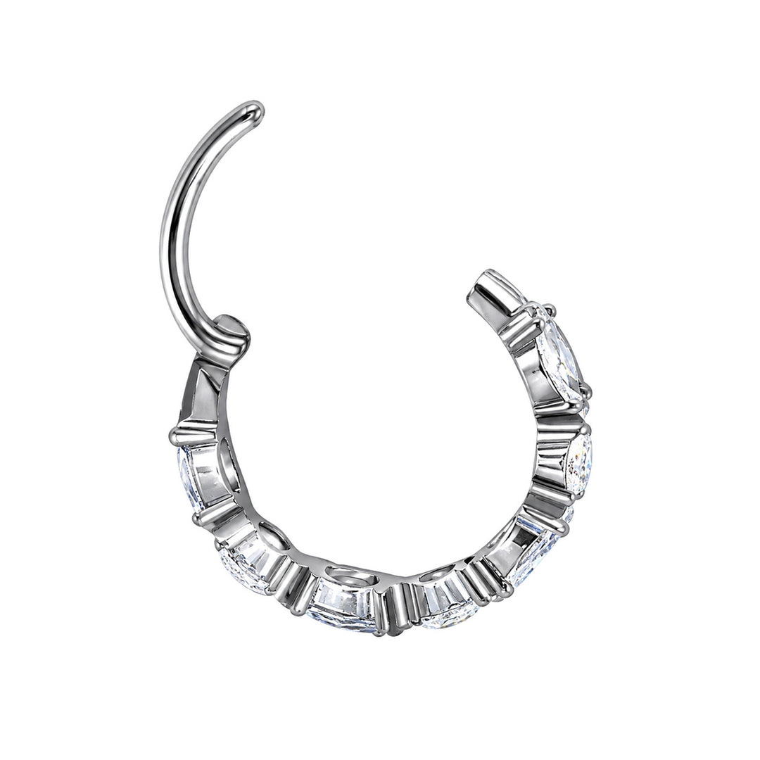 Rad med zirkonia-clicker, titan-piercingring 1,2 mm (Titan G23)